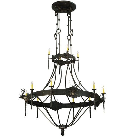 66.5"W Stag 12 LT Two Tier Chandelier | 130241