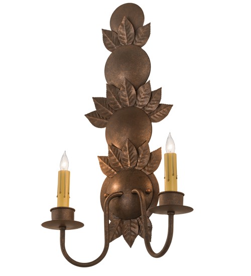 12" Wide Tole Leaf 2 LT Wall Sconce | 195003