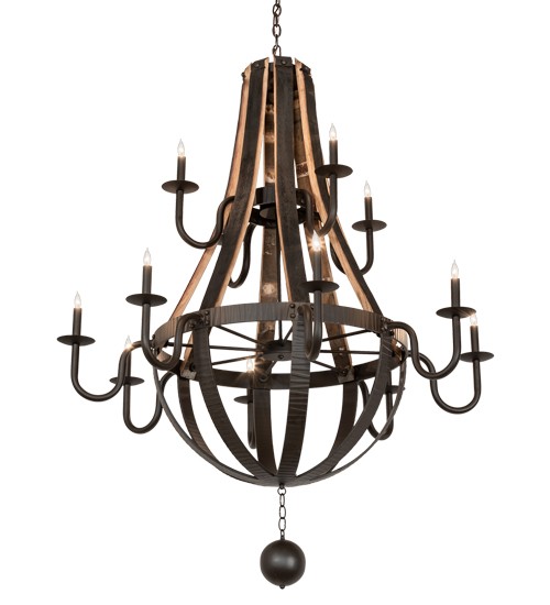 48" Wide Barrel Stave Madera 12 Light Two Tier Chandelier | 219497