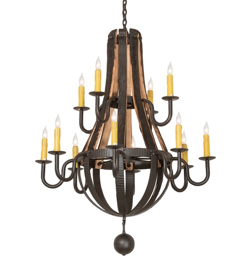 48" Wide Barrel Stave Madera 12 Light Two Tier Chandelier | 247815