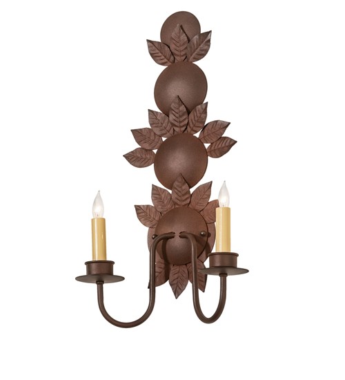 12" Wide Tole Leaf 2 Light Wall Sconce | 249397