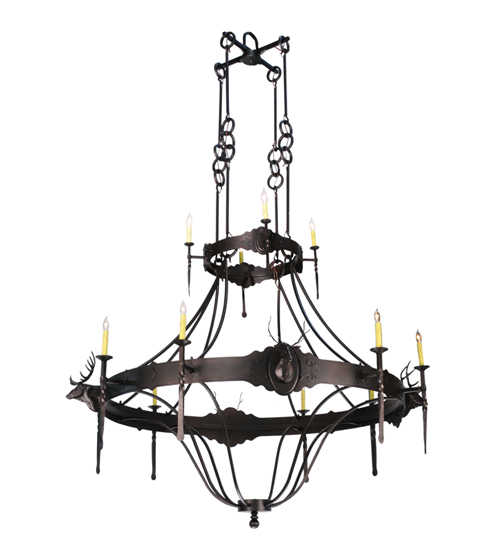 72"W Stag 12 LT Two Tier Chandelier | 112053