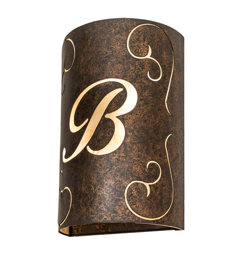 10" Wide Personalized B Monogram Wall Sconce | 245536