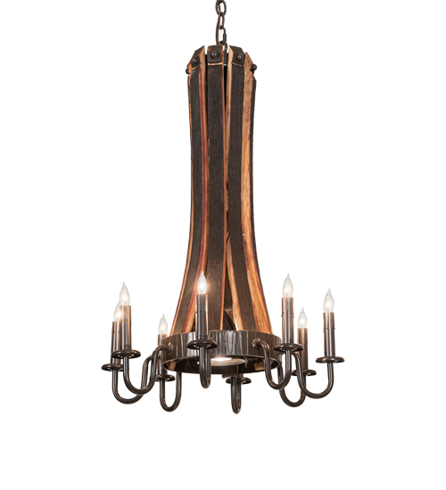 20" Wide Barrel Stave Madera 8 Light Chandelier | 219855