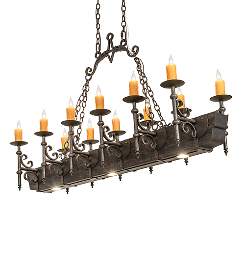 60" Long Tudor 12 Light Oblong Chandelier | 273537