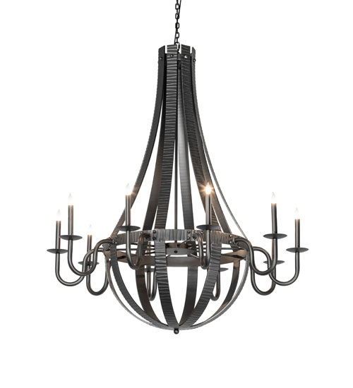 48" Wide Barrel Stave Metallo 10 Light Chandelier | 277745