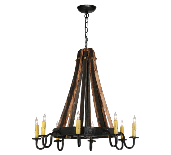 27"W Barrel Stave Madera 8 LT Chandelier | 113361