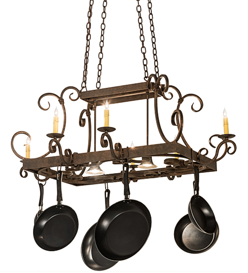 50" Long Caiden 6 Light W/Downlights Pot Rack | 120275