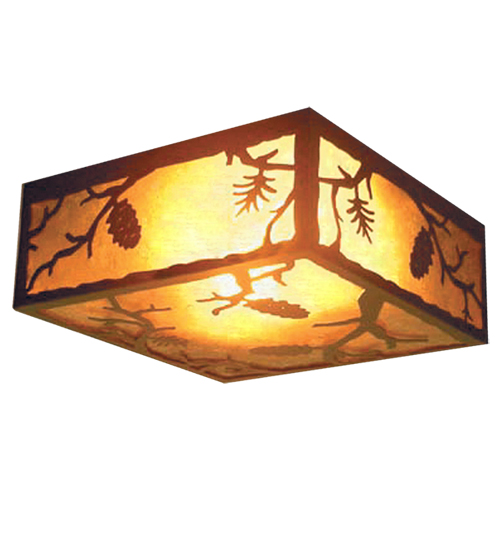 18" Square Pinecone Flushmount | 120831
