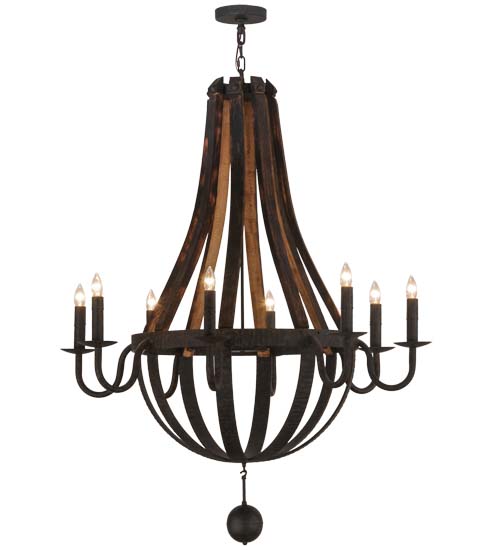 45"W Barrel Stave Madera 8 LT Chandelier | 143730