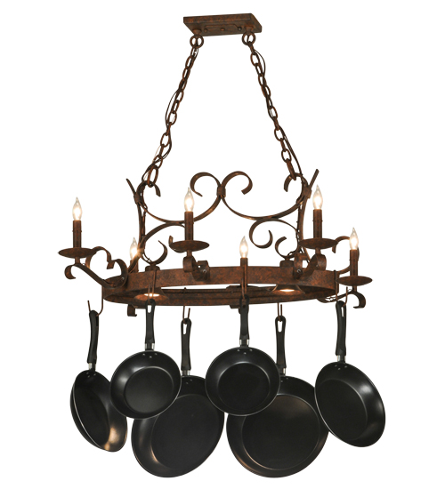 36" Long Handforged Oval 6 Light Pot Rack | 149135