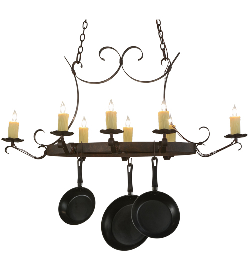 51" Long Handforged Oval 8 Light Pot Rack | 151157