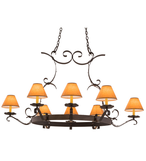 53" Long Handforged 8 Light Oblong Chandelier | 160119