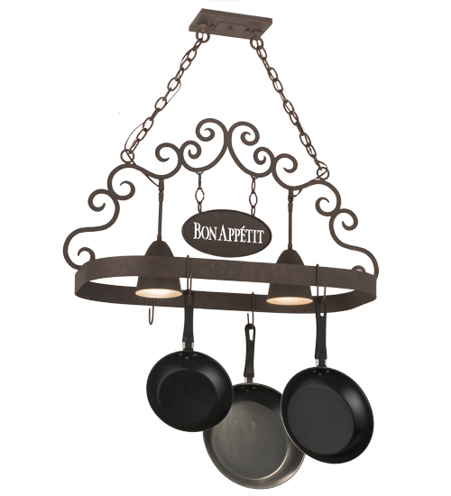 34" Long Bon Appetit 2 Light Pot Rack | 166218
