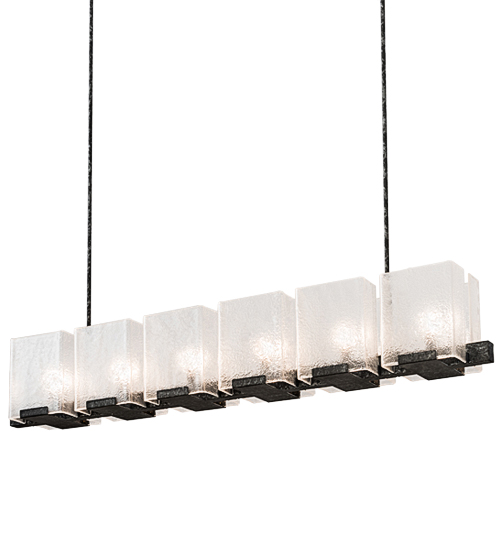60" Long Ice Cube 6 Light Oblong Chandelier | 190616