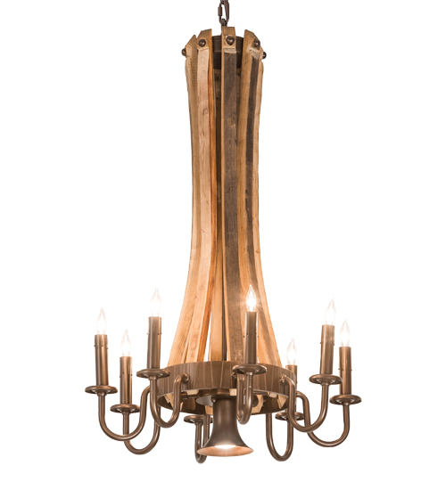 20" Wide Barrel Stave Madera 8 LT Chandelier | 197593