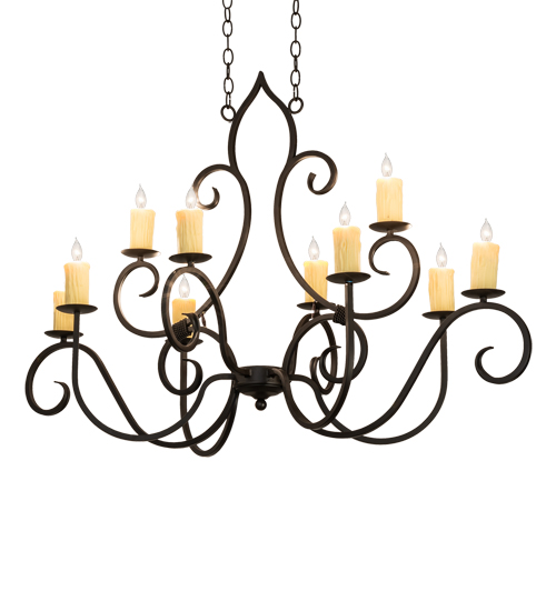 48" Long Clifton 10 Light Oblong Chandelier | 237296