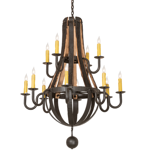 48" Wide Barrel Stave Madera 12 Light Two Tier Chandelier | 247815