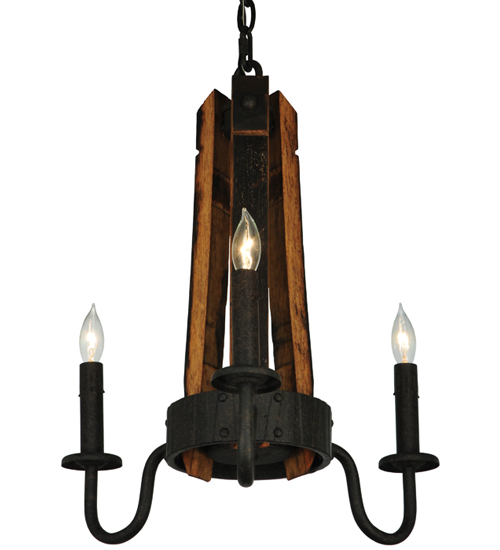 17" Wide Barrel Stave Madera 3 Light Chandelier | 133299