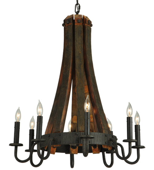 24"W Barrel Stave Madera 8 LT Chandelier | 133684