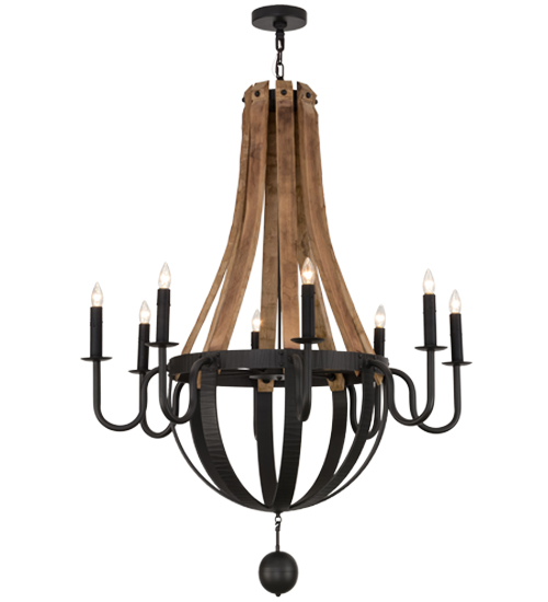 43"W Barrel Stave Madera 8 LT Chandelier | 152768