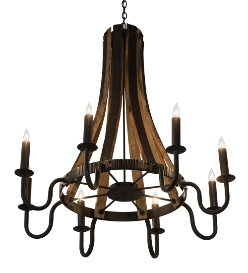 43" Wide Barrel Stave Madera 8 Light Chandelier | 180364