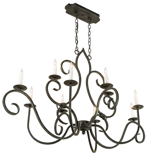 48" Long Clifton Oval 10 Light Chandelier | 210724