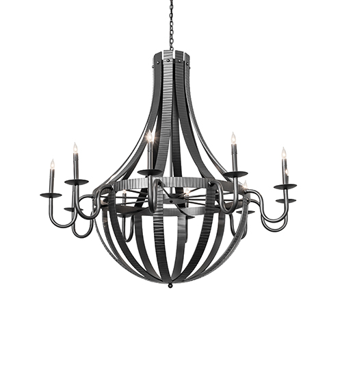 54" Wide Barrel Stave Metallo 10 Light Chandelier | 282053