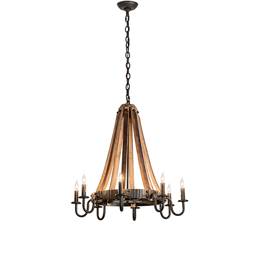 27" Wide Barrel Stave Madera 8 Light Chandelier | 285606