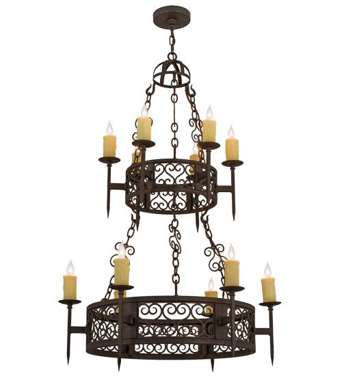 36"W Toscano 12 LT Two Tier Chandelier | 120164