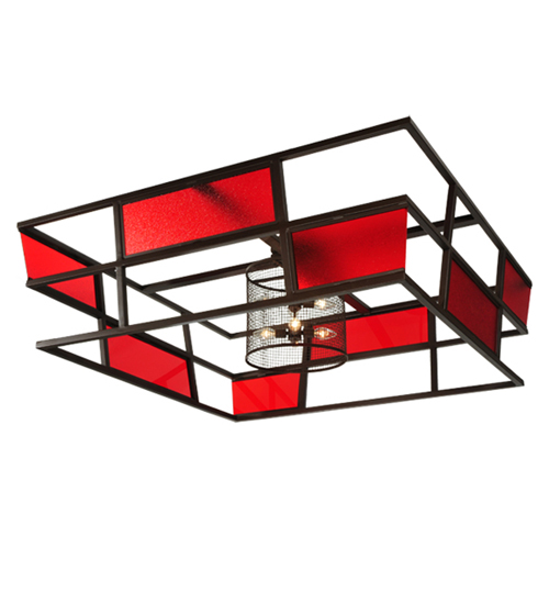 60" Square Tavern Red Block Flushmount | 131284