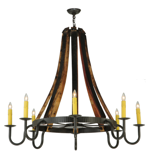 48"W Barrel Stave Madera 8 LT Chandelier | 140876