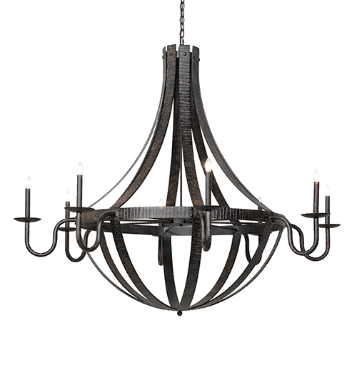 60" Wide Barrel Stave Metallo 8 Light Chandelier | 266927
