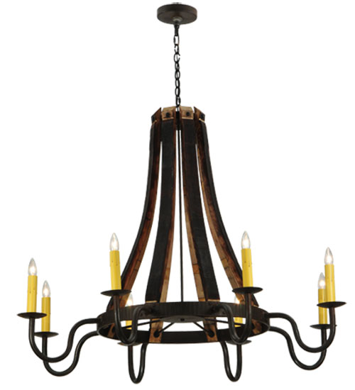 50"W Barrel Stave Madera 8 LT Chandelier | 135754