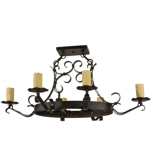 38"L Handforged Oval 6 LT W/Downlights Chandelier Hardware | 151537