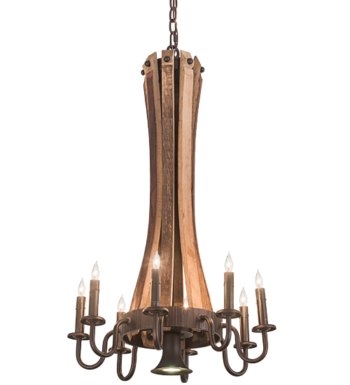 20"W Barrel Stave Madera 8 LT Chandelier | 191707