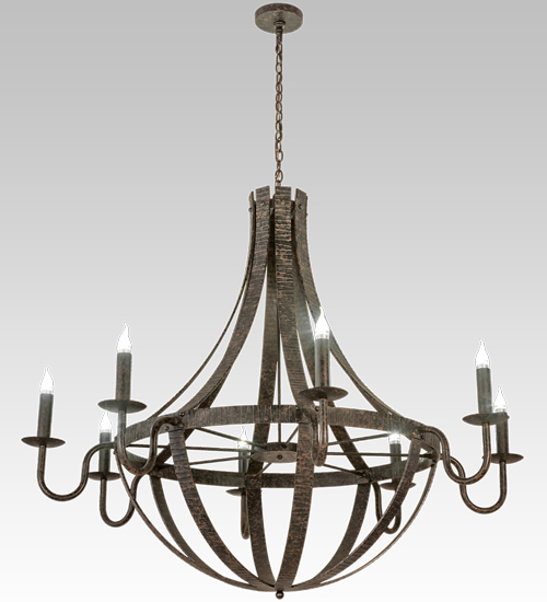 60" Wide Barrel Stave Metallo 8 Light Chandelier | 197212