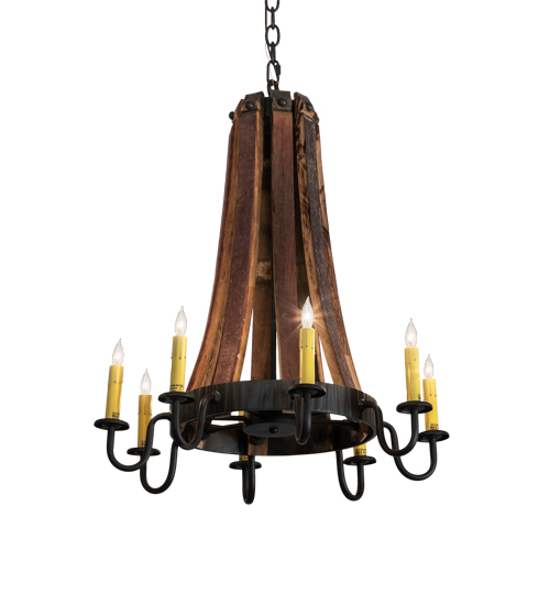 24" Wide Barrel Stave Madera 8 Light Chandelier | 224987