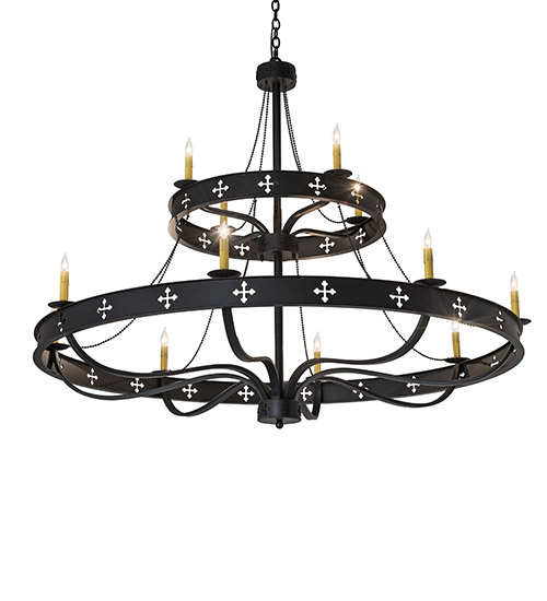 60" Wide Byzantine 12 Light Two Tier Chandelier | 247188