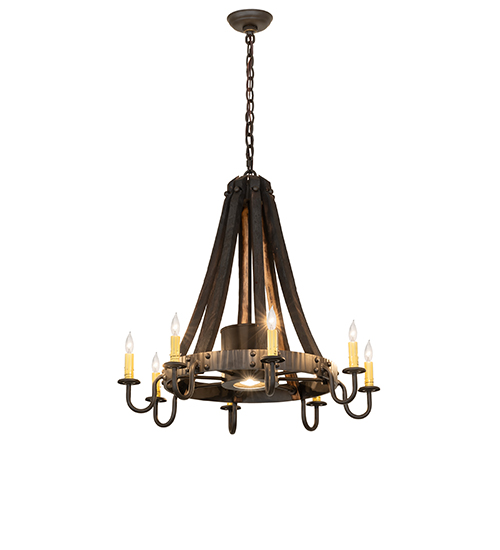 27" Wide Barrel Stave Madera 8 Light Chandelier | 284488