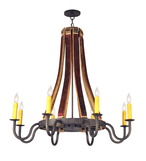 44"W Barrel Stave Madera 8 LT Chandelier | 132914