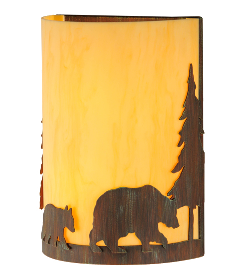 10"W Pine Tree and Bear Wall Sconce | 143417