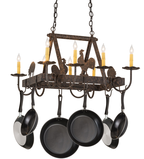 27" Long Barn Animals 8 Light Pot Rack | 161017