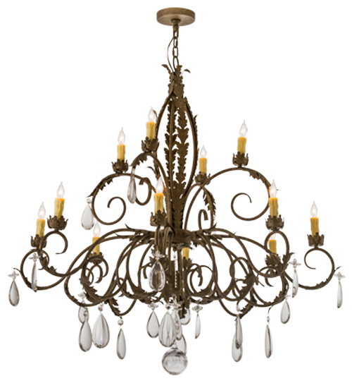 50" Wide New Country French 12 Light Chandelier | 164238