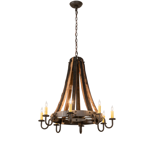 27" Wide Barrel Stave Madera 8 Light Chandelier | 253258