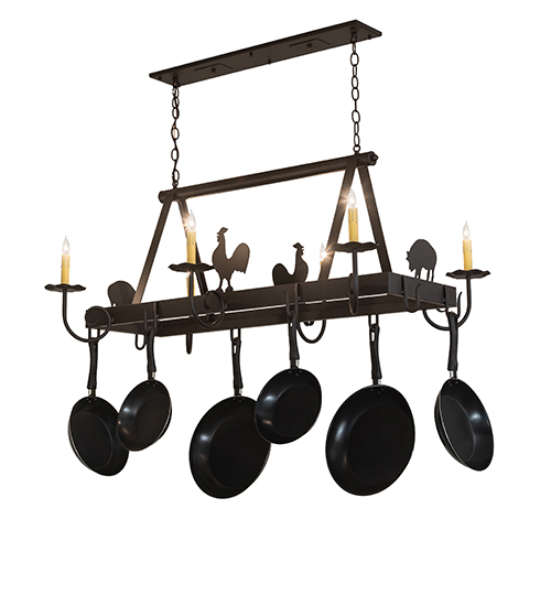 46" Long Barn Animals 6 Light Pot Rack | 272237