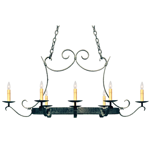 51" Long Handforged Oval 8 Light Pot Rack | 117018