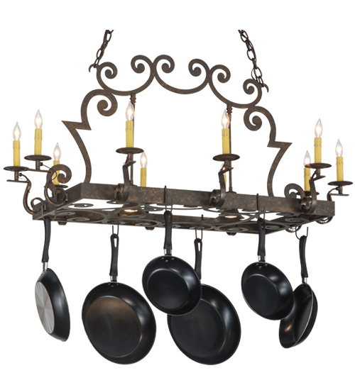 48" Long Tourelle 10 Light W/Downlights Pot Rack | 153216
