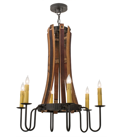 30" Wide Barrel Stave Madera 6 Light Chandelier | 157624