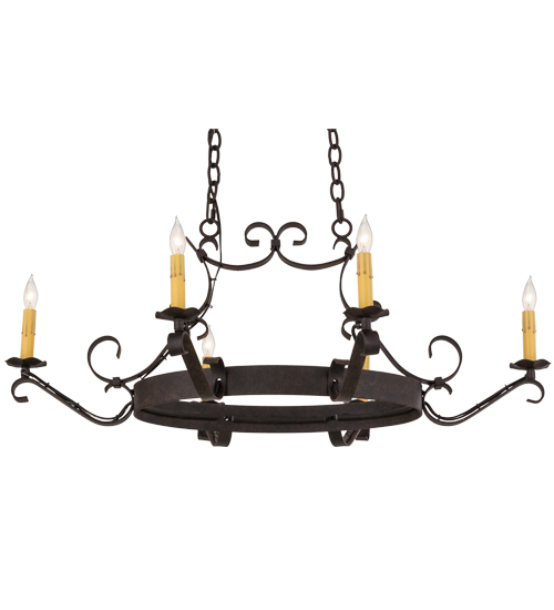 38"L Handforged 6 LT Oval Chandelier | 157894